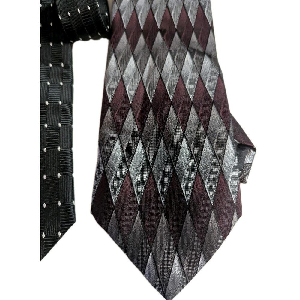 Men's Designer Tie Bundle | 100% Silk & Vintage Blends | Black, Brown, Silver - Picture 10 of 12